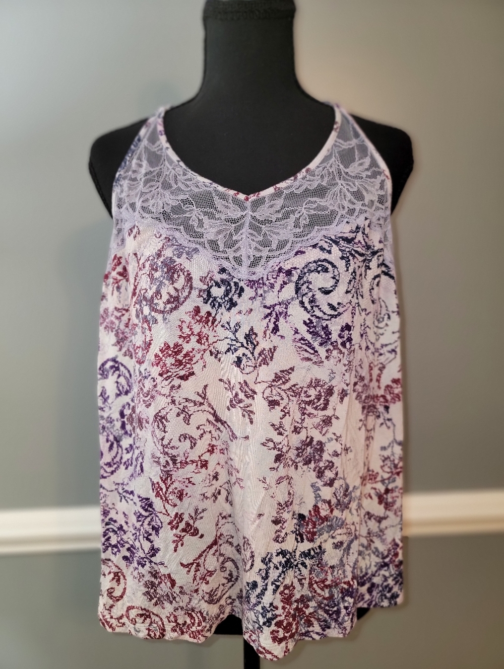 Soma Cool Nights Lace-Trim Floral Sleep Tank